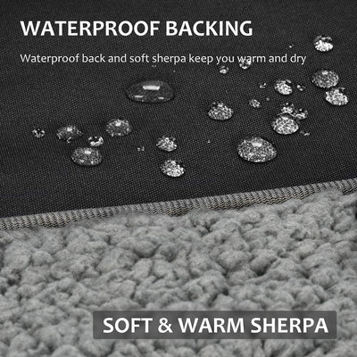 Tirrinia Outdoors Waterproof Blanket, Sherpa Fleece Stadium Windproof Throw Mat for Camping, Picnic, Traveling, Boat, Football - Machine Washable, Black