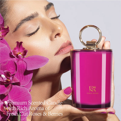 ESNA HOME Luxury Aromatherapy Scented Candles | Gifts for Her | Soy Candles All Natural Essential Oils | 8.8oz 50 Hours Long Burning | Rose & Berries Birthday Gift for Friends Female | Gifts for Women