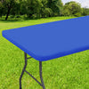 smiry Rectangle Tablecloth, Elastic Fitted Flannel Backed Vinyl Tablecloths for 6ft Folding Tables, Waterproof Wipeable Table Covers for Indoor, Outdoor, Picnic and Camping (Blue, 30"x72")