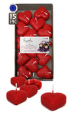 HYOOLA Premium Red Heart Floating Candles - Love Shaped Candles - 1.8 Inch - 2 Hour - 15 Pack - European Made