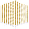 30 Pieces Birthday Candles Spiral Cake Candles Metallic Cupcake Candles Long Thin Cake Candles in Holders for Birthday Wedding Party Cake Decorations (Gold)