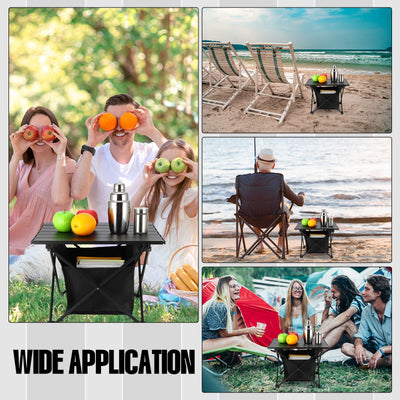 Tatuo 2 Pack Portable Camping Side Table with Storage Bag Lightweight Small Folding Beach Table for Sand Outdoor Aluminum Camping Tent Table Compact Picnic Table for BBQ Hiking Fishing Beach Travel