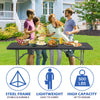 HKLGorg Folding Table 6 Ft Heavy Duty Fold Up Table Camping Working Table Indoor Outdoor Plastic Folding Table Utility Party Dining Table Easy to Assemble with Lock Function Black