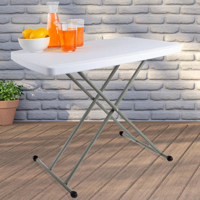 Lavish Home Lightweight Portable Folding Desk-Small Plastic Table for Camping, Playing Cards, and Crafting by Everyday Home, 19-28 Inch Tall, White