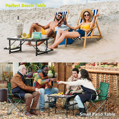 Titanker Folding Camping Table Small 2ft, Small Folding Table Portable with 50% Extra Space, Folding Picnic Table, Portable Beach Table, Car Camping Essentials, Aluminum Light & Solid