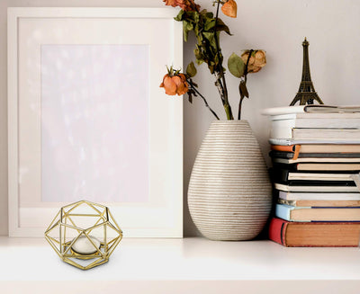 Wedding Baby Bridal Shower Party Favors, Fashioncraft Bundle of 40 4inch Gold-Tone Geometric Hexagon Tea Light Candle Holders