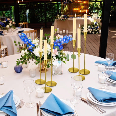 Tioncy 30 Pcs Gold Candlestick Holder Gold Taper Candle Holder Bulks Metal Candle Stick Holder for Christmas Wedding Party Anniversary Table Centerpiece Fit 0.75 Inch Thick Candle, 8.7'', 10.6'', 13''