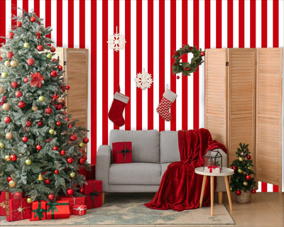 Red and White Striped Tablecloth Roll 52 in x 100 Ft with Slide Cutter Circus Carnival Party Supplies Plastic Picnic Party Table Cover for Indoor Outdoor Events Family Banquet Parties and Celebrations