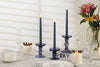 GMWD 3 Pcs Glass Candle Holder Set Clear, Blue Candlesticks Holders Pillar Taper Candles Tealight Stand for Wedding Centerpieces Home Decorations Dining Table