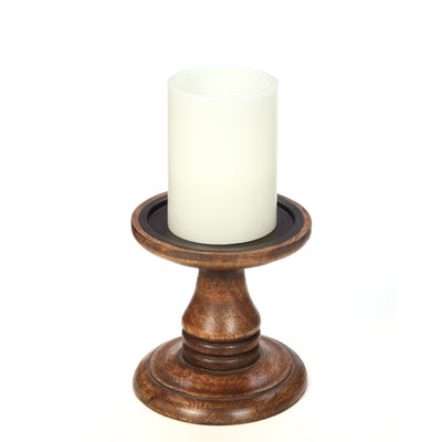 Hosley Set of 2 Wood Pillar Candle Holders 5 Inch High Ideal Gift for Weddings Bridal Party Spa Reiki Meditation Votive LED Pillar Candle Gardens O3