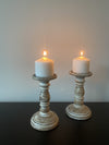 Hosley Set of 2 High Wood Candle Holder 8 Inch High for Pillar Wax Candles Flameless Candle. Distress Finish Candleholder. Ideal Gift for Wedding Party Home Spa Reiki Aromatherapy Candle Gardens O4