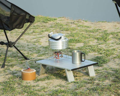 iClimb Ultralight Compact Mini Beach Picnic Folding Alu. Table with Carry Bag, Two Size (Silver - S)