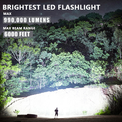 LBE Rechargeable Led Flashlights, Super Bright 990,000 High Lumens Flashlights with 5 Modes, IPX7 Waterproof Handheld Large Flash Light Powerful Flashlight for Emergencies Camping