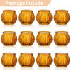 NUPTIO Gold Votive Candle Holders: 12 Pcs Mercury Glass Ribbed Tealight Holder in Pumpkin Shape Metallic Tea Light Votives Candleholders for Christmas Halloween Thanksgiving Easter Holiday Decor