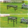 Folding Grill Table Metal Portable Camping Table with Mesh Desktop Lightweight & Foldable Height Adjustable Black Picnic Table for RV, BBQ Outside Inside