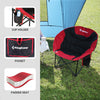 KingCamp Foldable Saucer Moon Lounge Chair with Cupholder Storage Pocket for Indoor Home or Outdoor Camping and Tailgating Use, Black/Red