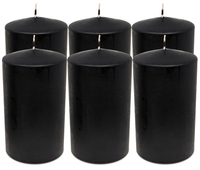Hyoola Black Pillar Candles 3x6 Inch - 6 Pack Unscented Pillar Candles - European Made