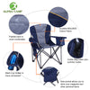 ALPHA CAMP Oversized Camping Folding Chair Heavy Duty with Cooler Bag Support 450 LBS Steel Frame Collapsible Padded Arm Quad Lumbar Back Chair Portable for Lawn Outdoor,Blue,1PC