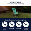 Caribbean Joe Folding Beach Chair, 4 Position Portable Backpack Foldable Camping Chair with Headrest, Cup Holder, and Wooden Armrests, Teal