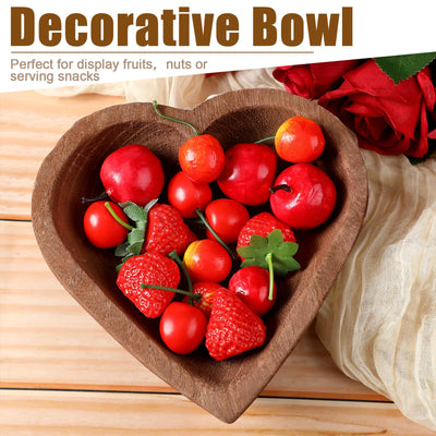 Tioncy 10 Pcs Wooden Dough Bowls Wood Heart Shaped Bowl Heart Dough Bowl Bulk Farmhouse Dough Bowl Candles Decoration for Home Dining Holding Candles Making Bread Dough Fruits Table Supplies, 7 Inch