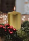 Hyoola Metallic Pillar Candles - 6 Pack - Gold Pillar Candles - European Made Decorative Pillar Candles - 2.4 Inch x 4 Inch