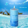 Petristrike Ocean Scented Pillar Candles,60+ Hrs Long Burning Candles, Set of 3 Blue Candles for Home Scented (3x6'')