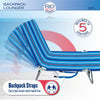 Rio Beach Portable Folding Backpack Beach Lounge Chair with Backpack Straps and Storage Pouch , Blue and Red, 8.5 lbs