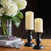 Luminara Moving Flame Pillar Flameless LED Candle, Scalloped Edge, Real Wax, Unscented - Ivory (6.5-inch)