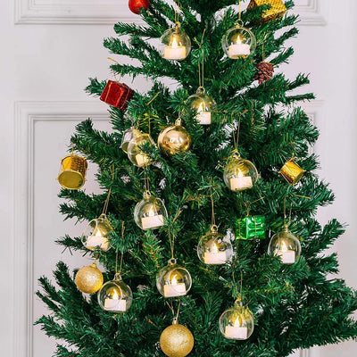 Sziqiqi Hanging Glass Globes Orbs Tea Light Candle Holders with Flameless LED Tealight for Wedding Ornaments, Wedding Birthday Christmas Party Centerpiece Accessory 2.36inch 20pcs +4 Extra