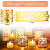 92 Pieces Led Votive Bulk Paper Candle Holders Tea Light Holder Flameless Battery Operated Decorative Wraps for Wedding Table Party (Gold)