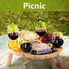 Tirrinia Portable Picnic Table with 4 Wine Glass Holders, Functional Bamboo Snack Tray Table -Foldable for Party, Picnic, Camping, Beach (15.7" x 12.5")