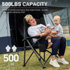 EVER ADVANCED Oversized Folding Camping Chair for Adults, Heavy Duty Lawn Chair with Side Pockets, Portable Collapsible Quad Chair for Outside, Support Up to 500lbs, Black