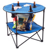 Wakeman Camp Table - Round 2-Tier Folding Table with 4 Cupholders and Carrying Bag - for Camping, Beach, Picnic, Sporting Events, and More Outdoors,Blue