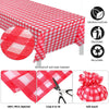 24 Pack Gingham Checkered Tablecloths 54 x 108 Inch Disposable Table Covers Rectangle Plastic Tablecloths Buffalo Plaid Picnic Table Covers for Birthday Party Decoration(Red and White Checkered)