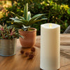 Luminara Outdoor Moving Flame 3.75" Pillar Flameless LED Candle, IPX4, Remote Ready, Plastic, Ivory (9-inch)