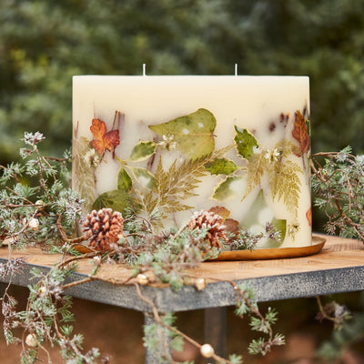 Rosy Rings Oval Botanical Candle Plate Set 12" L & 9" H Burn Time 300 Hours - Long Lasting Candles, Woodsy Scent Candles, Luxury Candles, Botanical Candles Gift Sets (Forest)