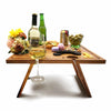 SASIDO Portable Wine Picnic Table, Wine Tray Foldable, Acacia Wood, Charcuterie Board Tray, Bed Tray for Eating, Wine Gift Beach Party, Camping, Concerts at Park, Glamping