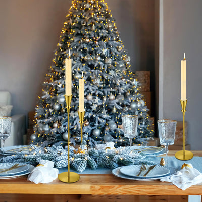 Tioncy 30 Pcs Gold Candlestick Holder Gold Taper Candle Holder Bulks Metal Candle Stick Holder for Christmas Wedding Party Anniversary Table Centerpiece Fit 0.75 Inch Thick Candle, 8.7'', 10.6'', 13''