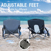 PORTAL Beach Camping Folding Chairs for Adults Low Lightweight Portable Chair with Cup Holder High Mesh Back Carry Bag for Outdoor, Lawn, Sand, Travel, Picnic, Festival, Concert, BBQ, Sports, 300LBS