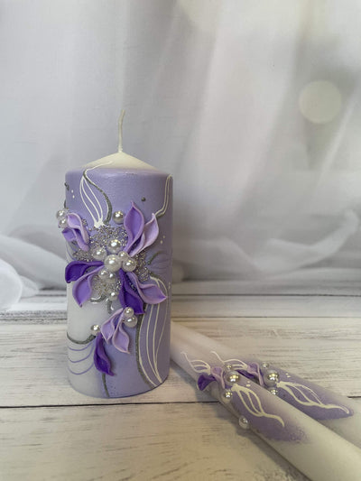 Magik Life Unity Candle Set for Wedding - Wedding Unity Set for Reception and Ceremony - Candle Sets - 6 Inch Pillar and 2 * 10 Inch Tapers-Royal Violet