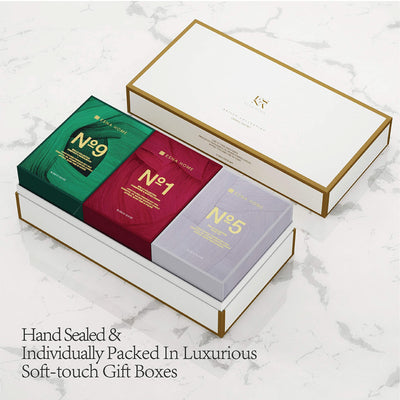 ESNA HOME Luxury Trio Gift Set | 3 Full-Size Aromatherapy All Natural Soy Scented Candle | 150h Hours Long Clean Burn | Holiday Gift Packed to Perfection | Hand Sealed Gift Box & Matching Sleeve