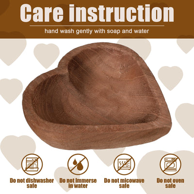 Tioncy 10 Pcs Wooden Dough Bowls Wood Heart Shaped Bowl Heart Dough Bowl Bulk Farmhouse Dough Bowl Candles Decoration for Home Dining Holding Candles Making Bread Dough Fruits Table Supplies, 7 Inch