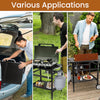 CEED4U Folding Grill Cart Table with Double-Shelf, 40" x 20" Movable BBQ Cart Sturdy, Height-Adjustable, Spacious Tabletop Grill Stand Dining Cart Table for Car Tailgating, Camping, Party