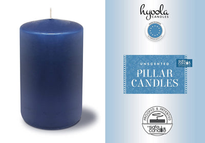Hyoola Midnight Blue Pillar Candles 3x6 Inch - 6 Pack Unscented Pillar Candles - European Made