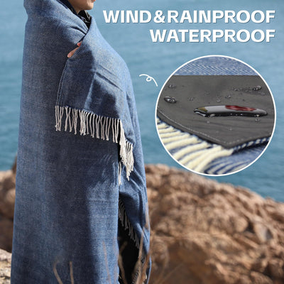 Waterproof Picnic Blankets- 80 * 60 Extra Large Outdoor Blanket Foldable, Beach Blanket with PU Handles, Sandproof Picnic Mat for Hiking, Camping, Lawn, Park, Grass. Blue