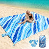 Everlasting Comfort Beach Blanket Waterproof Sandproof - Large Oversized Sand Free Beach Mat Fits Up to 10 People w/Stakes, Storage Bag - Essentials for Beach, Picnic, Concert