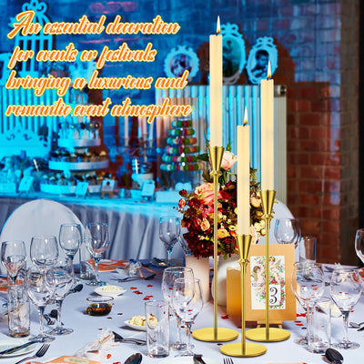 Tioncy 30 Pcs Gold Candlestick Holder Gold Taper Candle Holder Bulks Metal Candle Stick Holder for Christmas Wedding Party Anniversary Table Centerpiece Fit 0.75 Inch Thick Candle, 8.7'', 10.6'', 13''