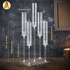 Hushee 8 Pcs Acrylic Candelabra Centerpieces 5 Arm Clear Candelabra Candle Holder Crystal Taper Candlestick with Rectangular Base Party Table Decoration Fit 0.87'' LED Candle(General)