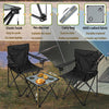 HaSteeL Folding Camping Chair Set of 3, Foldable Black Camp Chairs & Grey Table, Large Lawn Chair Portable for Adults Hiking, Fishing, Picnic, Outdoor BBQ, Travel, Sports, Cup Holders & Storage Bags