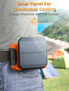 Koonie 10000mAh Waist Clip Fan with Solar Panel, 30H Working Time, Personal LED Light, Battery Powered Belt Fan, Strong Airflow, 3 Speeds, Body for Outdoor, Working, Camping, Hiking